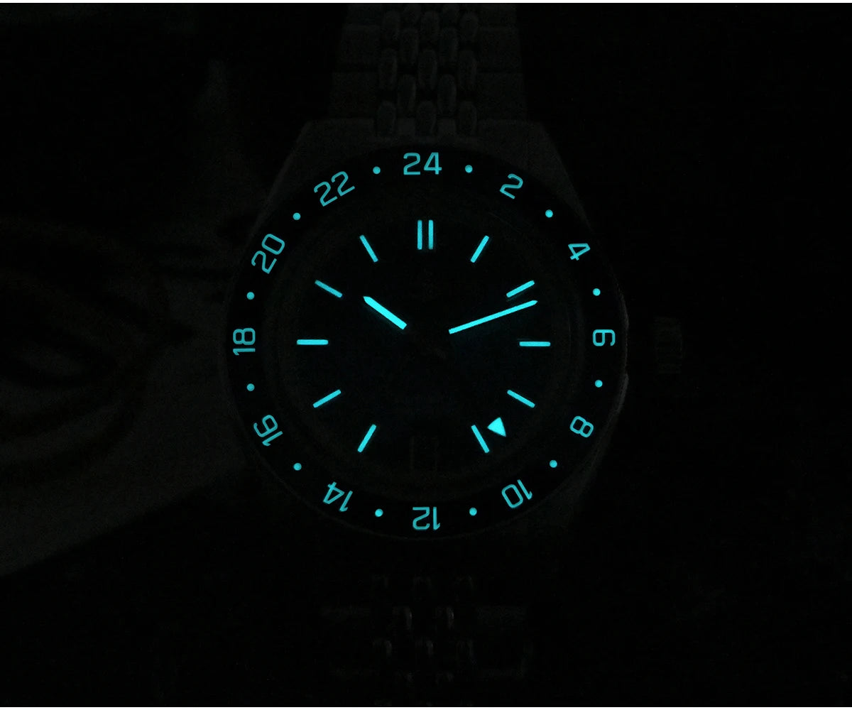 San Martin Original Design Fashion GMT 39.5mm Men Sports Watch Japan NH34 Automatic Mechanical Waterproof 100m SN0116 Reloj