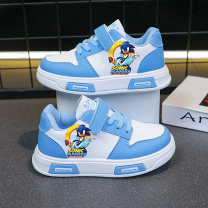 Sonic Fashion Sport Shoes PU Leather Sneakers Soft-soled Student Sneakers Tennis Shoes