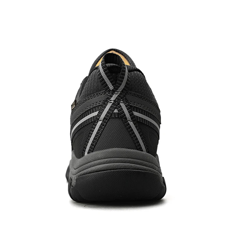 HIKEUP New High Quality Men Hiking Shoes Durable Leather Climbing Shoes Outdoor Walking Sneakers Rubber Sole Factory Outlet