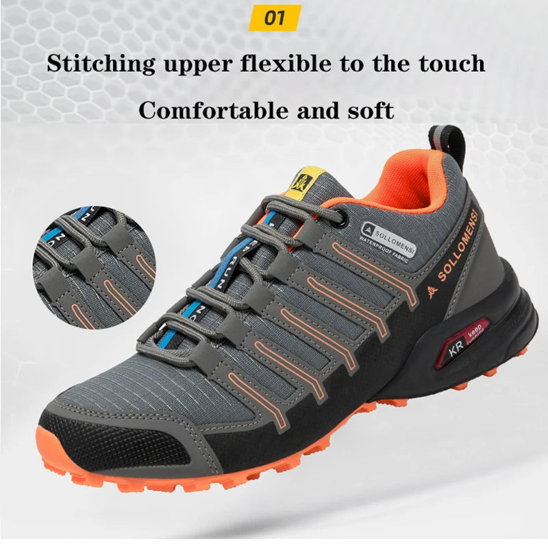 Men's Waterproof Hiking Shoes Outdoor Breathable Travel Walking Shoes Tactical Training Shoes Comfortable Lockless Cycling Shoes