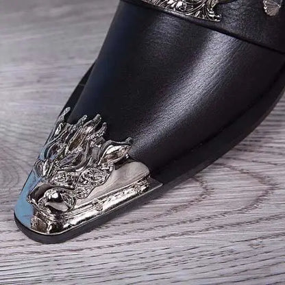 Men Luxury White Gold Metal Toe Oxford Elegant Loafers Slip On Dress Shoes Formal Wedding Party PU Leather Shoes Size 38-46