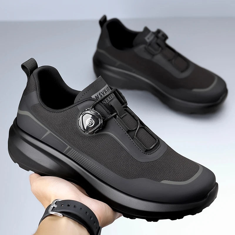 Camping Men's Running Sports Shoes with A Lightweight Comfortable and Versatile Knob Mouth Solid Color Mountaineering Sneakers