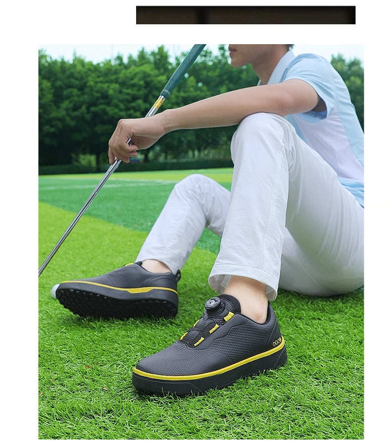 Golf Shoes Men Big Size To 47# Rotating buckle Professional Non Slip Spikeless Outdoor Beginner Training Golf Sneakers Unisex