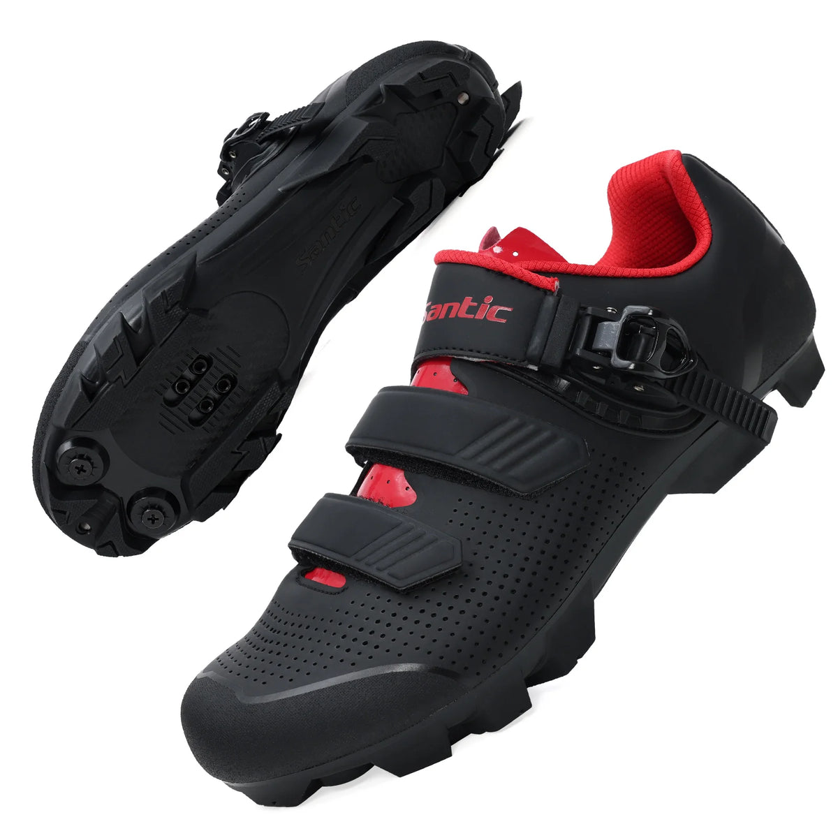 Santic Mountain Bike Lock Shoes for Men SPD Locking Shoes MTB Bike Accessories Breathable Self-Locking Unisex Cycling Sneakers
