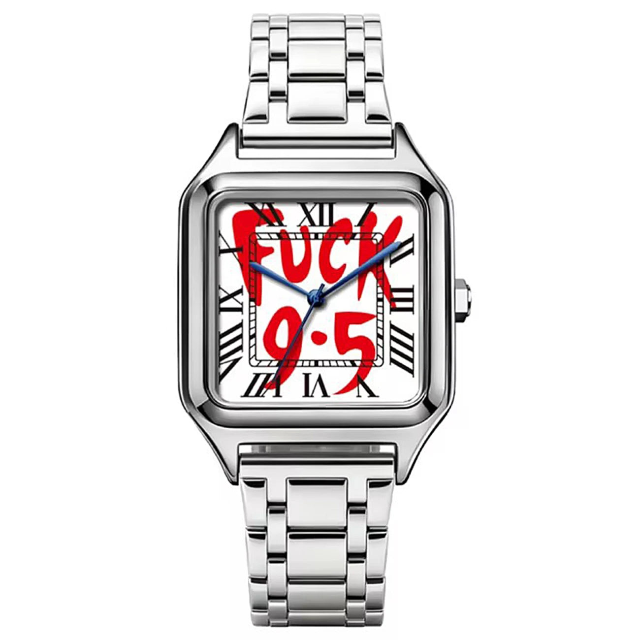 FUCK9.5 Stainless Steel Alloy Square Dial Simple Elegant Ins Style Light Luxury High-end Unisex Square Waterproof Quartz Watch
