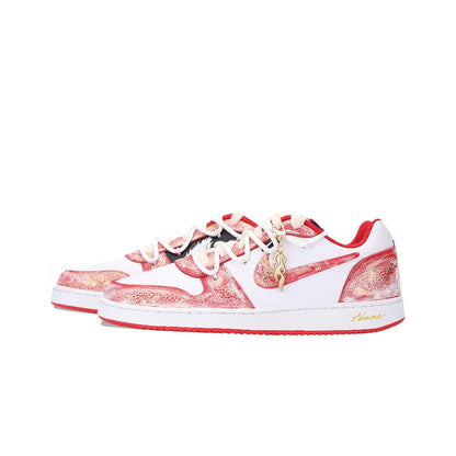 Custom Sneakers Nike EBERNON "Fiery Red Snake"  Gold Foil Craft  Vintage Distressed  Wear-Resistant  Low-Top Unisex Sneakers
