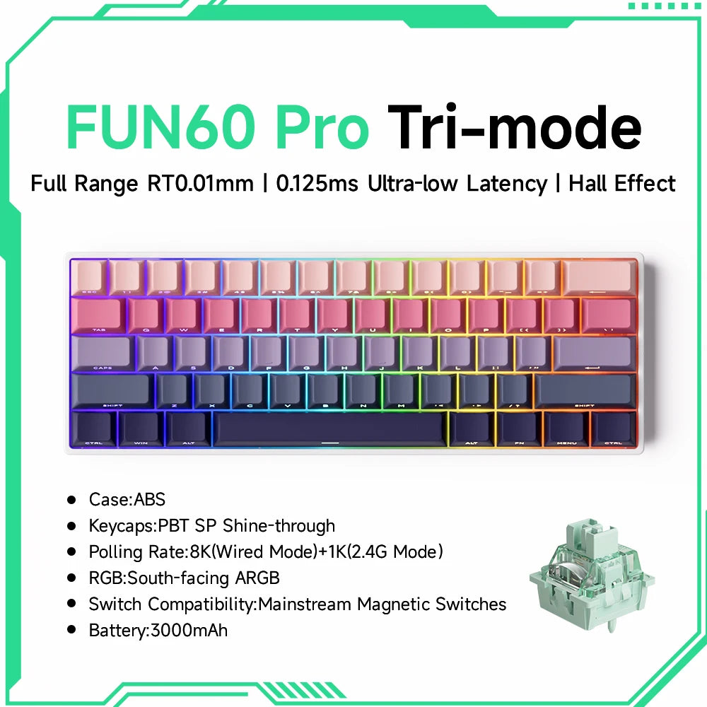 Akko MonsGeek FUN60 PRO&MAX HE Mechanical Keyboard Magnetic Switch 60% Gaming Keyboard Rapid Trigger 8K Custom Keyboard