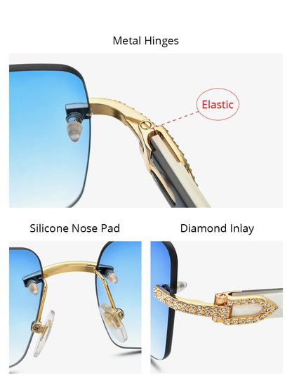 HEPIDEM Buffalo Horn Glasses Men Famous Brand Design Rimless Sunglasses Women Luxury Eyewear Horn-Rim Frameless Buffs Eyeglasses