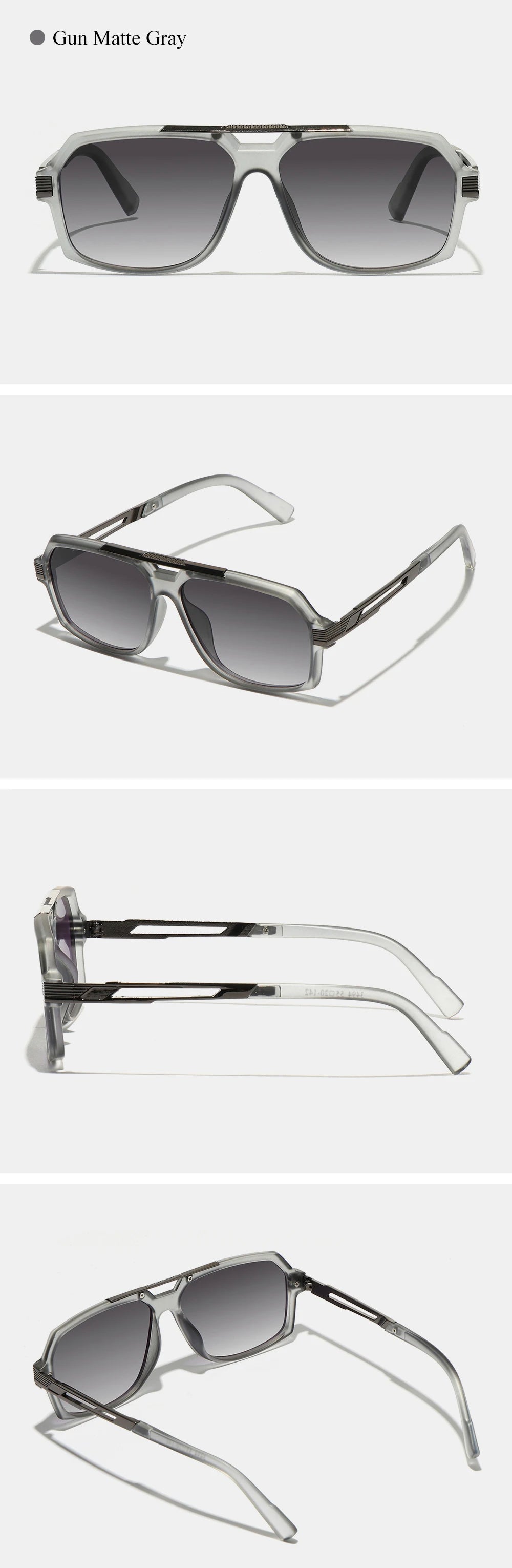 Ruiao Double-Bridge Pilot Sunglasses UV400 Fashion Gradient Shades Metal Frame Unisex Sun Glasses for Men And Women Driving