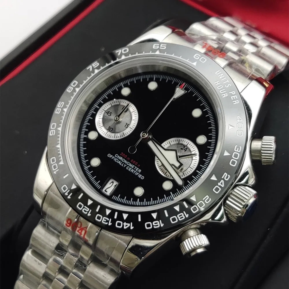 Fashions 39.5MM Quartz Watch VK64 Chronograph Men's Watch Sapphire Glass design vintage Watch Wristwatches Calendar