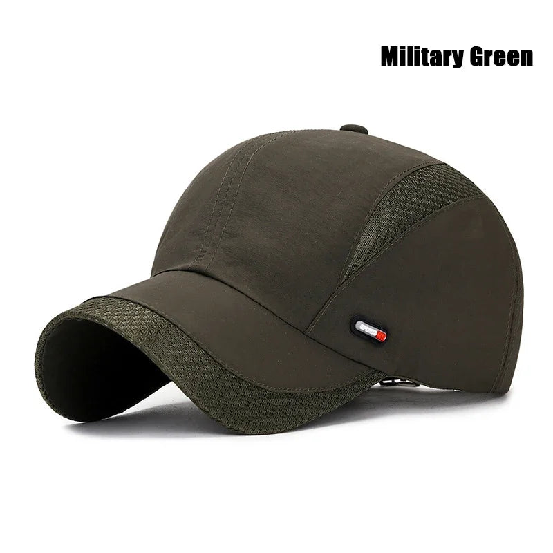 Summer Breathable Mesh Quick-Drying Hat Outdoor Sports Sun Hat Red Leather Label Sun Protection Sun Hat