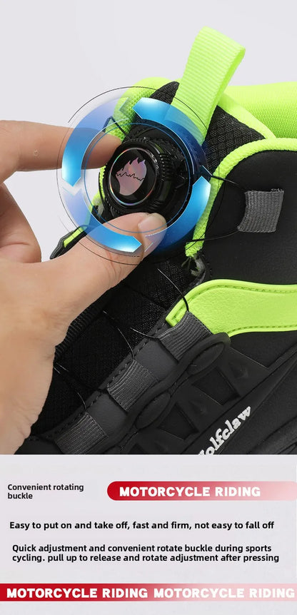 Casual Leather Motorcycle Riding Boots for Men Off-Road Motocross Shoes Breathable Wear Resistant