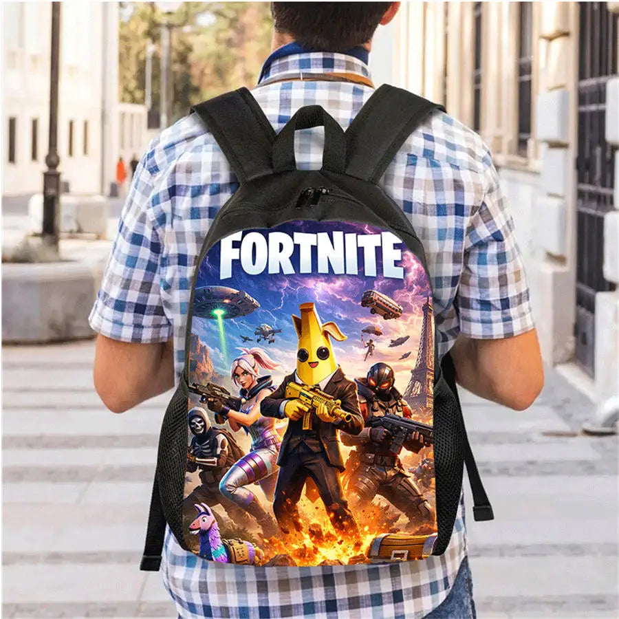 3Pcs Kids Backpack Set, Crossbody & Pencil Bag, FORTNITE Cartoon Bag, Lightweight for Boys Girls 6-10, Free 3D Printed Keychain