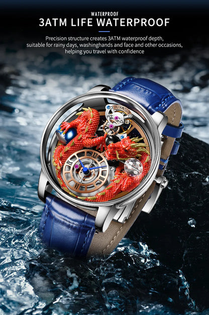 Relógio masculino PINDU Design 2025 NOVO Diamond Tourbillion, relógio de luxo Astronomia de marca premium, quartzo, vidro de safira, impermeável