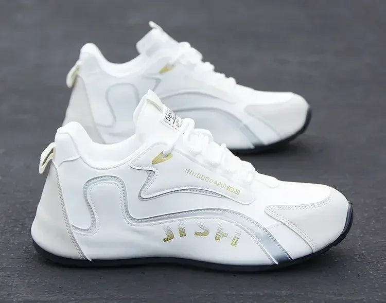 Ténis masculinos em couro PU, impermeáveis, desportivos e casuais; sapatos leves, respiráveis, planos e antiderrapantes; Zapatillas Hombre