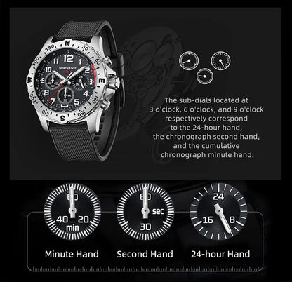 NORTH EDGE 2024 MACH 2 Men's Watches Solar Power 316 stainless steel Case Quartz Watch For Men Pilot Waterproof 50M Stopwatch