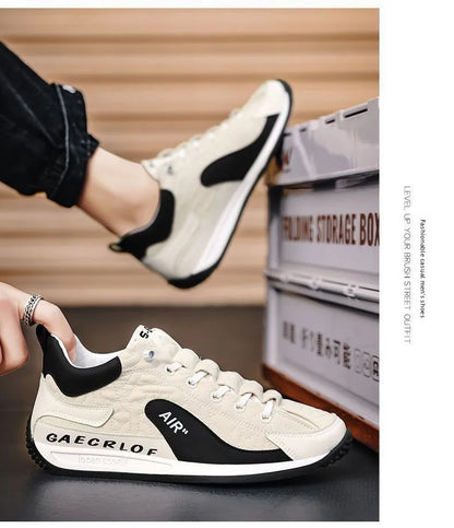 Men's Casual Sports Shoes Breathable Comfortable Flat Heel Low Cut Lace up Leather Upgraded Version of the Classic AGAM Shoe