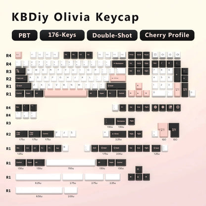 KBDiy GMK Illusion Tastenkappen Cherry-Profil Double-Shot PBT ISO-Tastenkappen für Gamer Mechanisches Tastatur-Kit Gaming Point Retro-Tastenkappe