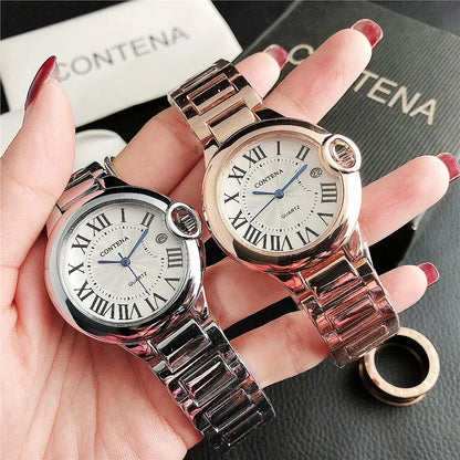 New Brand Luxury Stainless Steel Men and Women Luxury Atmosphere Quartz Watches Fashion Blue Balloon Women Date Watch Suit