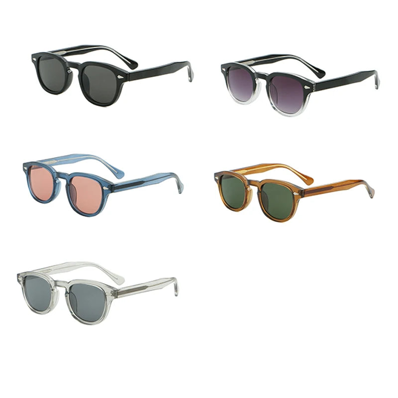 CATERSIDE Retro Small Circular Sunglasses Men Punk Propionic Luxury Brand Design Sun Glasses Women Business Party Eyewear UV400
