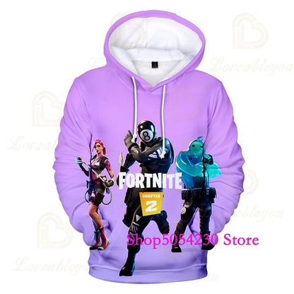 Fortnite Season 2 Boys and Kids Hoodies Cartoon Casual Sweatshirts Battle Game Heroes Print Polyester Autumn Girls Pullovers
