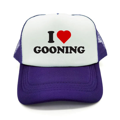 Casquettes de baseball humoristiques « I Love Gooning » – Casquette d'été tendance pour homme en maille, casquette de camionneur humoristique, casquettes unisexes d'extérieur en maille MZ-080