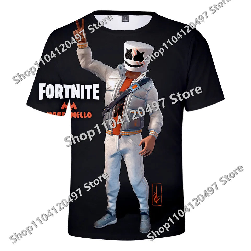 Japanese Anime Fortnite Summer T-shirt for Men Women Battle Royale Short-Sleeved Casual Comfortable Loose Harajuku Streetwear