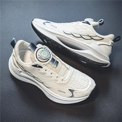 Letnie, oddychające, codzienne buty sportowe dla mężczyzn, nowe, modne i wszechstronne buty do biegania z oddychającą siateczką i obrotową klamrą, odpowiednie do uprawiania sportów na świeżym powietrzu i do codziennego noszenia