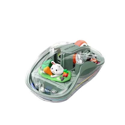 Lenovo Transparent Wireless Mouse Tri-Mode Bluetooth 5.0 & 2.4G Rechargeable RGB Mouse, Ergonomic Silent Wireless Mouse for Laptop, PC & Office