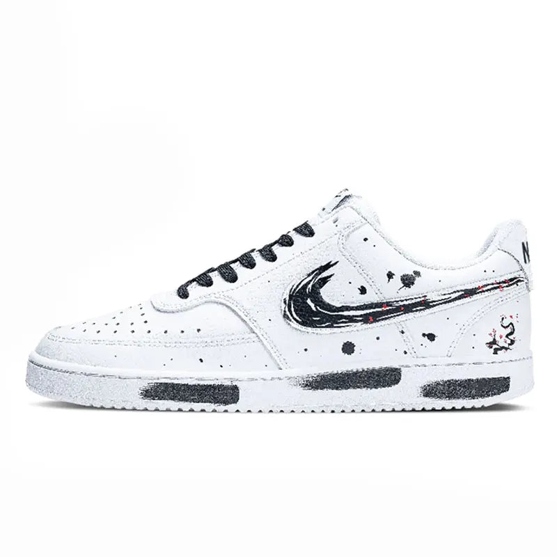 Custom Sneakers Nike Court Vision 1 Low Ink Wash Chinese Style Splatter Wear-Resistant Men's Skate Shoes