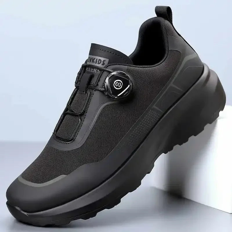 Camping Men's Running Sports Shoes with A Lightweight Comfortable and Versatile Knob Mouth Solid Color Mountaineering Sneakers