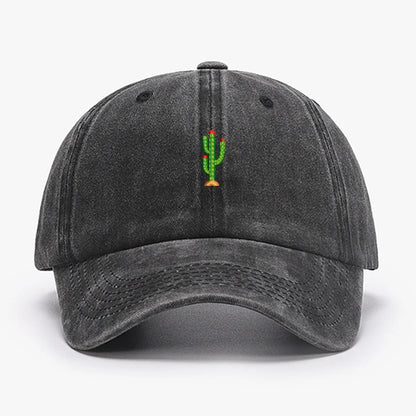 Casquette de baseball vintage souple avec broderie « Mini Cactus » pour homme et femme, effet délavé, pour le sport, la pêche, papa, visière, été, automne, casquette à visière