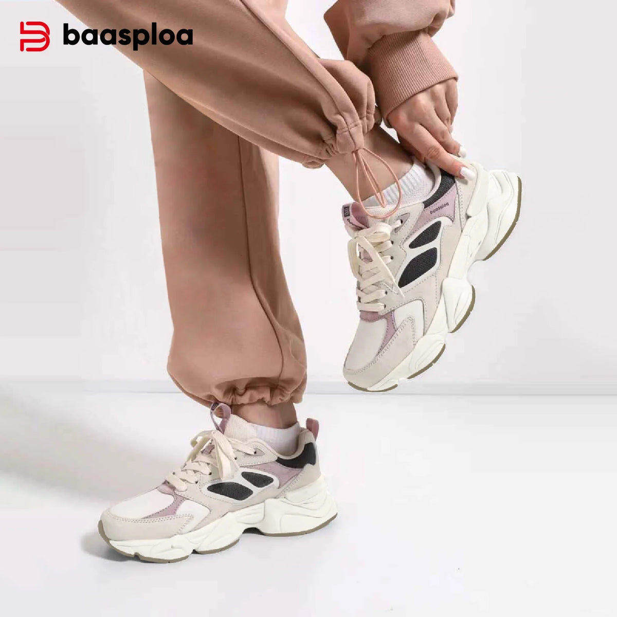 Baasploa Women Running Sneakers Brand Mesh Breathable Comfort Walking Shoes Outdoor Anti-slip Female Casual Jogging Sports Shoes