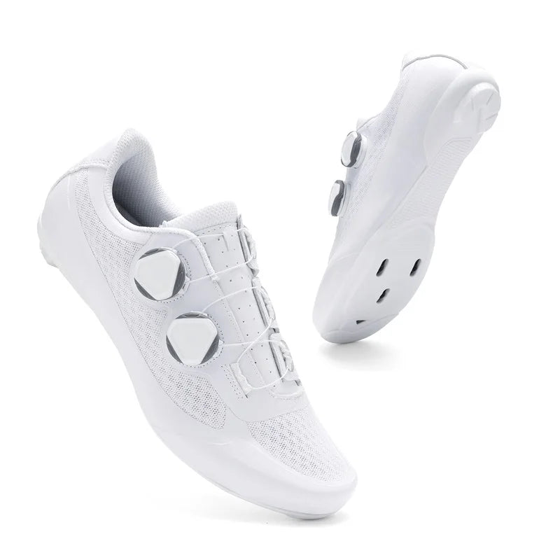Speed Cycling Sneaker Men's Road Cycling Shoes Cleat Shoes Spd Shoes Cycling Flat Pedal Shoes Man Bike Outdoor Footwear White