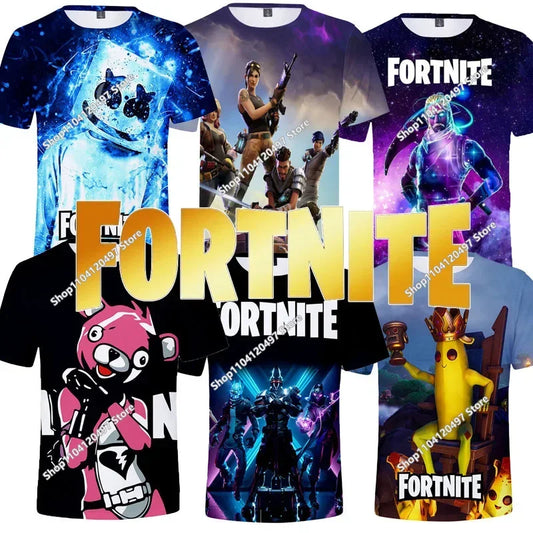 T-shirt 3D Halloween Peely para rapazes e raparigas, t-shirt de Natal Fortnite Battle Royale, streetwear infantil Victory Game, roupa para homem
