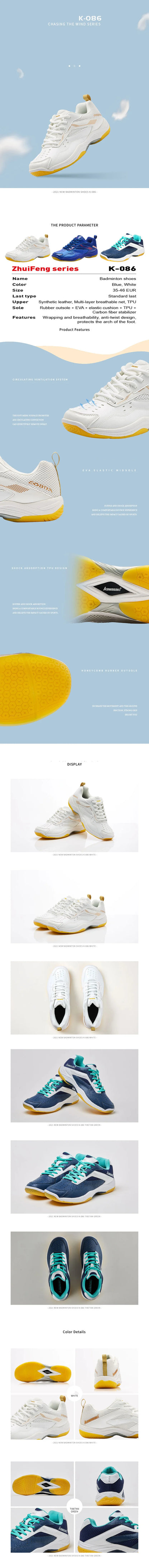 Kawasaki  Mens Badminton Shoes Professional Sports Shoes for Women Breathable Indoor Court Sneakers K-086