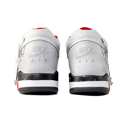 Custom Sneakers Nike Flight Legacy Plum Blossom in Snow Chinese Style Retro Mid Top Basketball Shoes with Pendant For Men