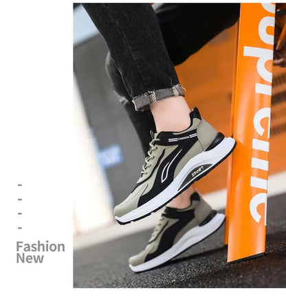 Men's Fashionable Korean Style Lace-Up Casual Running Shoes Comfortable Breathable Thick Bottom Sports Sneakers