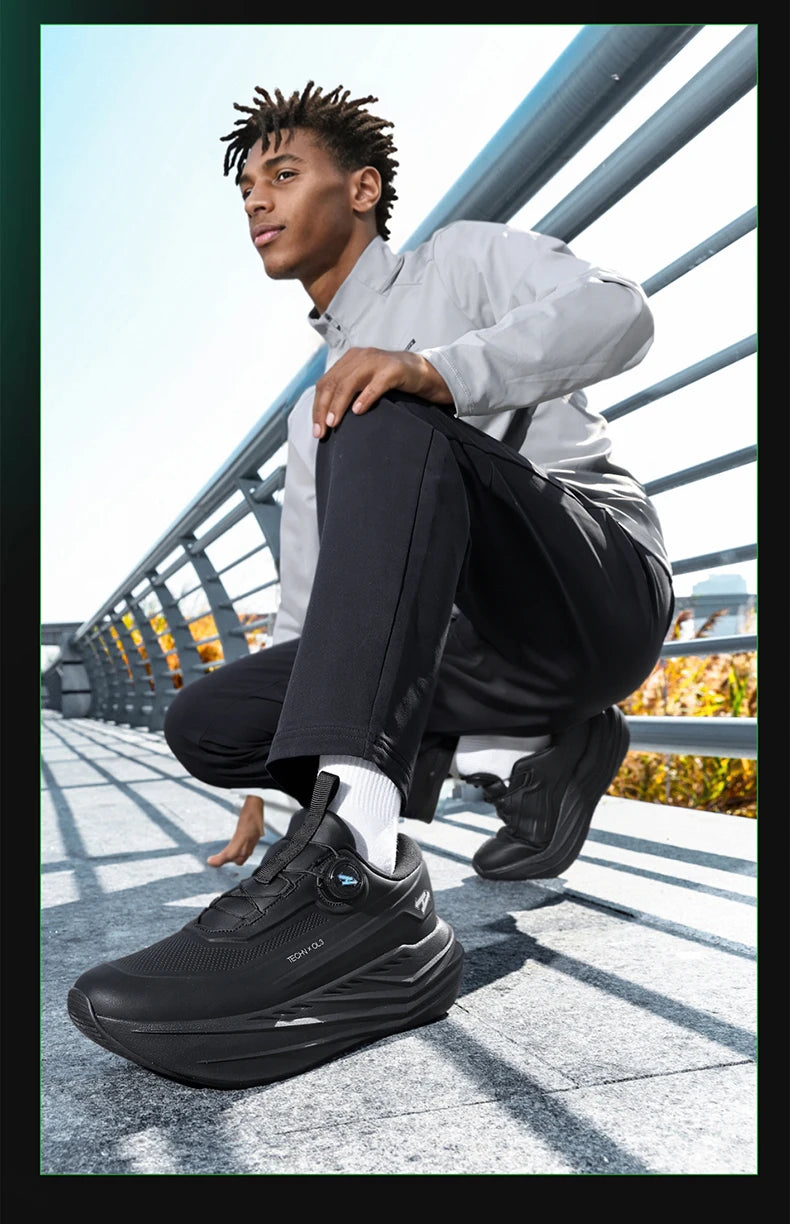 Men's High Platform Running Shoes | Breathable Mesh Athletic Sneakers | Rotating Buckle Quick Wear Casual Walking Shoes
