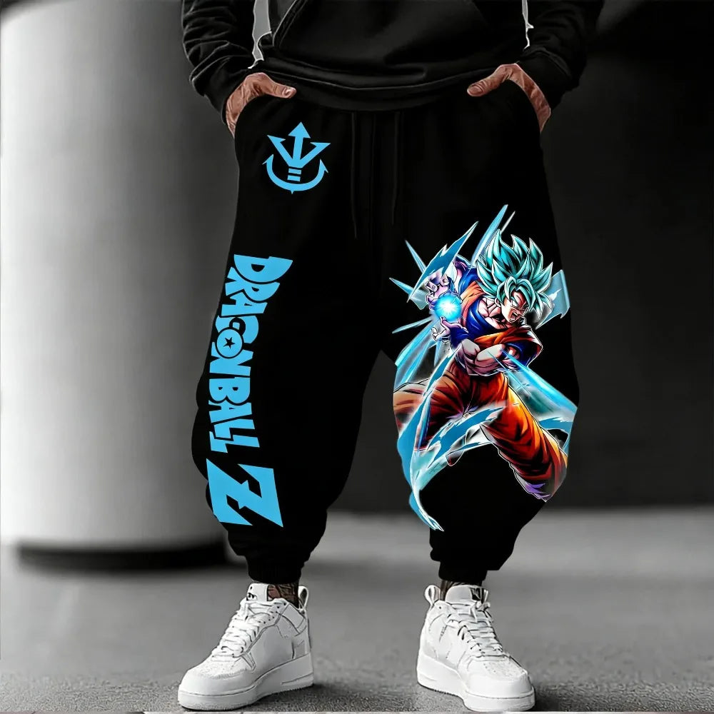 Calças Unissexo em Algodão Puro Dragon Ball Goku 2026 Verão Novo Produto Harajuku Estampado Anime Hip-hop Americano Largas e Casuais