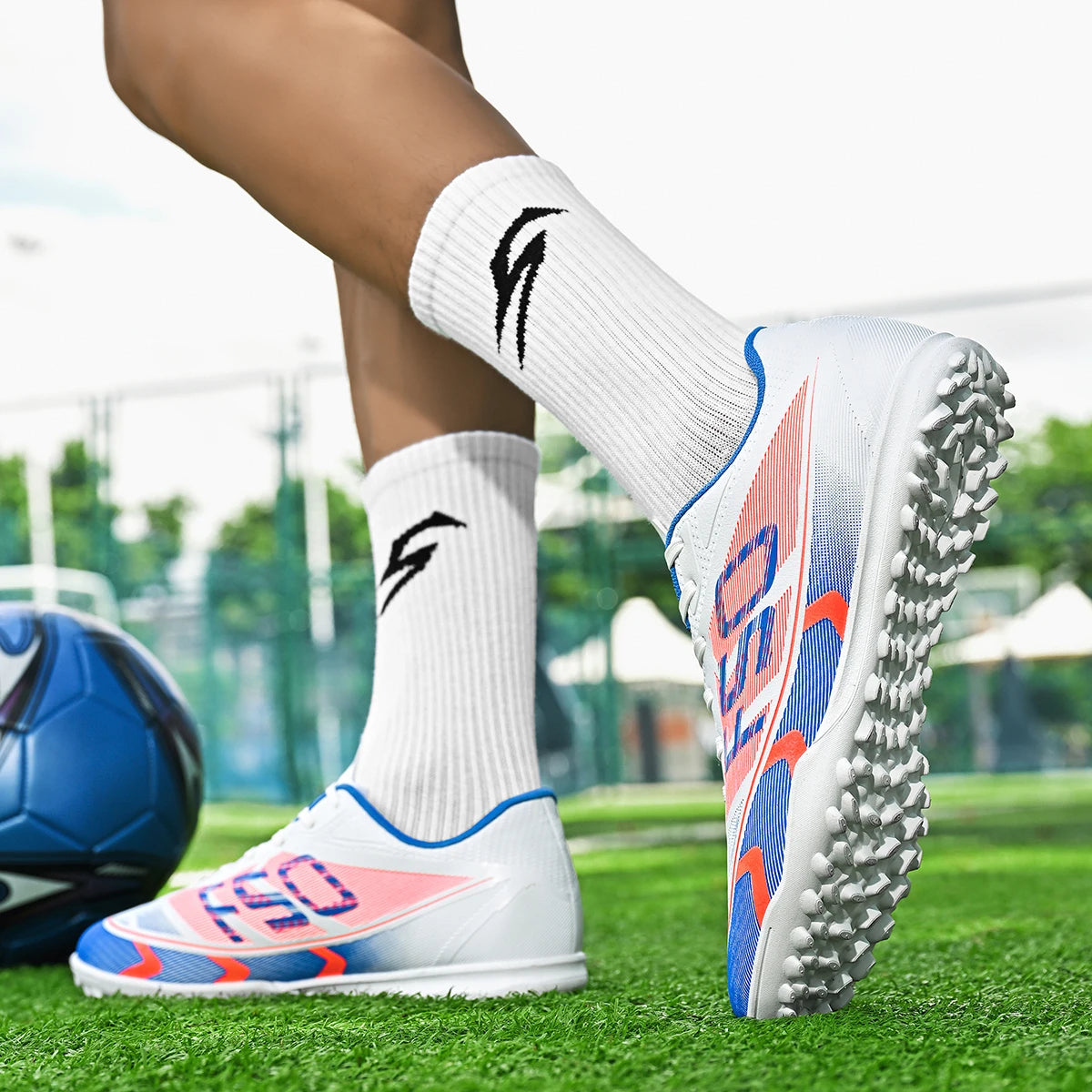 All Season TF Turf Football Boots PU Breathable Fabric Upper Rubber Non-slip Sole Durable Men Women Teenager Shoes