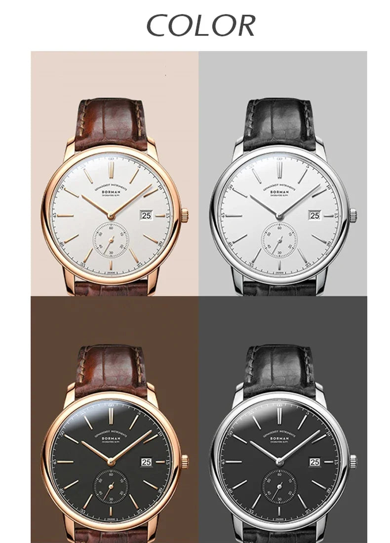 BORMAN BM3817 TOP Watch New 42 Luxury Men Automatic Mechanical Men's Watches Sapphire Ultra-thin 50M Waterproof Sub Dial Clocks