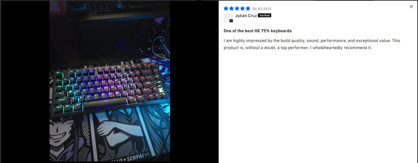 Teclado Gaming MCHOSE Jet 75 com Interruptores Magnéticos Hall Effect, Hot-Swappable, RGB Personalizado, Snap Tap, Latência de 0.1ms e Taxa de Polling de 8kHz