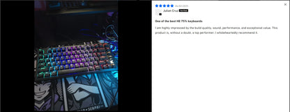 Teclado Gaming MCHOSE Jet 75 com Interruptores Magnéticos Hall Effect, Hot-Swappable, RGB Personalizado, Snap Tap, Latência de 0.1ms e Taxa de Polling de 8kHz