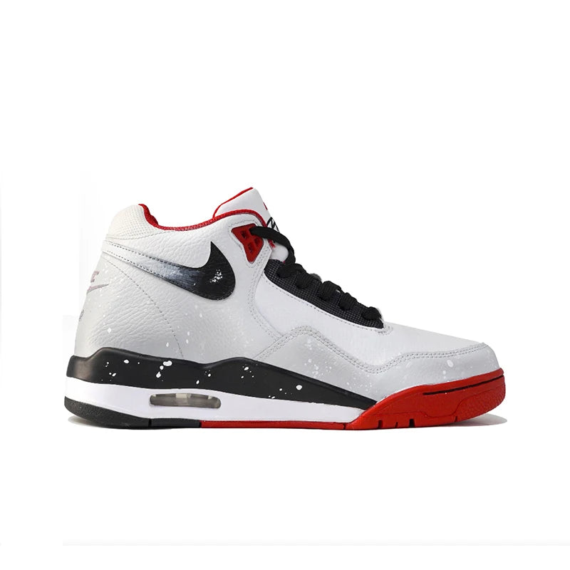 Custom Sneakers Nike Flight Legacy Plum Blossom in Snow Chinese Style Retro Mid Top Basketball Shoes with Pendant For Men
