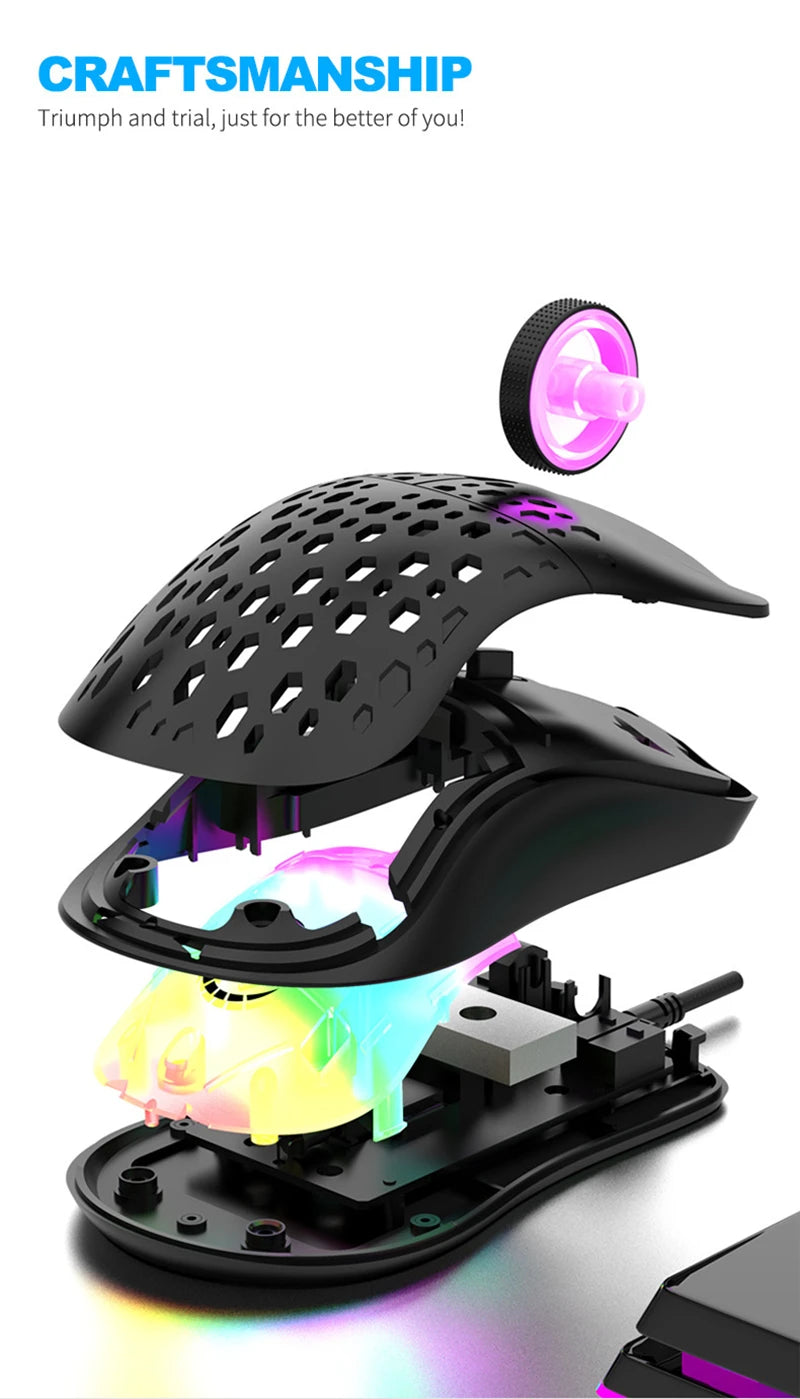 OnePlus G701 Wired Gaming Mouse, 6-Button Honeycomb RGB Gaming Mouse for PC, Ergonomic USB Wired Gaming Mouse for Windows, macOS & Office Use