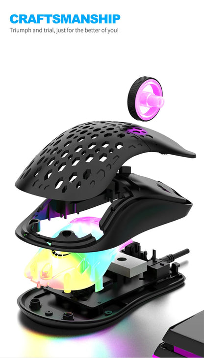 OnePlus G701 Wired Gaming Mouse, 6-Button Honeycomb RGB Gaming Mouse for PC, Ergonomic USB Wired Gaming Mouse for Windows, macOS & Office Use
