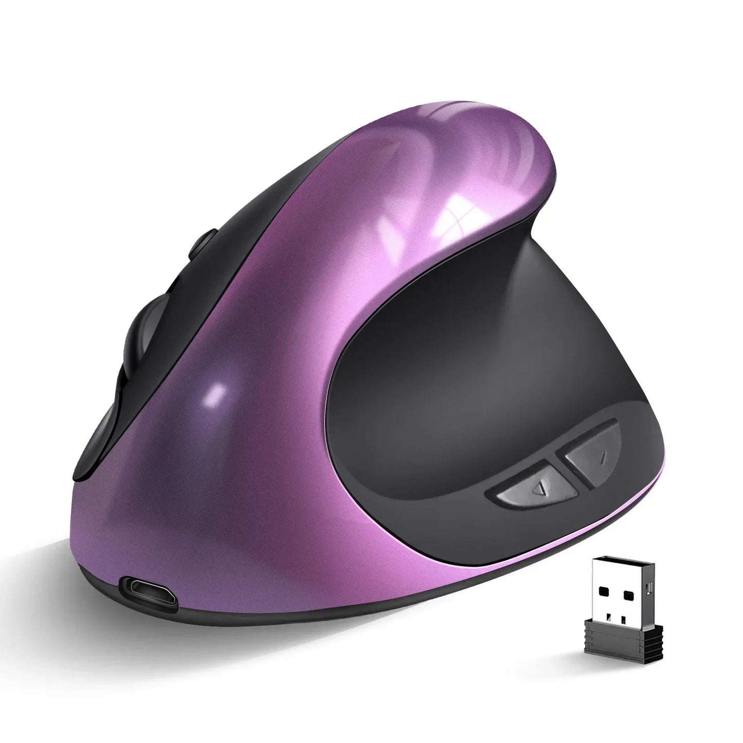 BTS-908 Bestseller — ładowalna pionowa mysz ergonomiczna, bezprzewodowa, odbiornik USB 2.4G, regulowane 1600 DPI, 6 przycisków