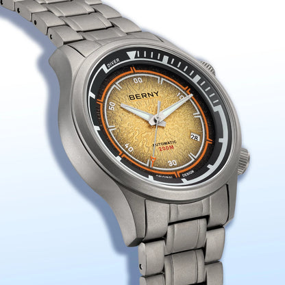 BERNY Titanium Diver Watches for Men 20ATM Super Luminous Automatic Mechanical Men's Dive Watch Sapphire Swim Diving Wristwatch