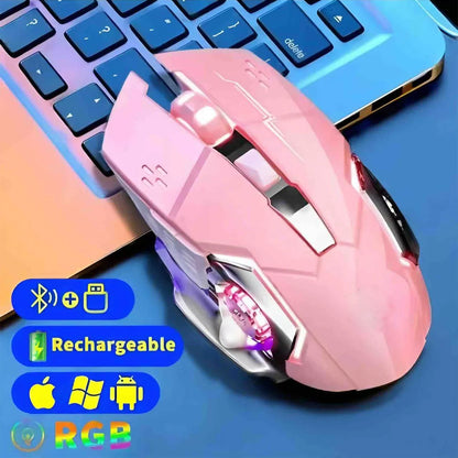 Bluetooth Mouse Gaming Computer Rechargeable Wireless Mouse USB Mechanical E-Sports Backlight PC Gamer Mouse for Computer